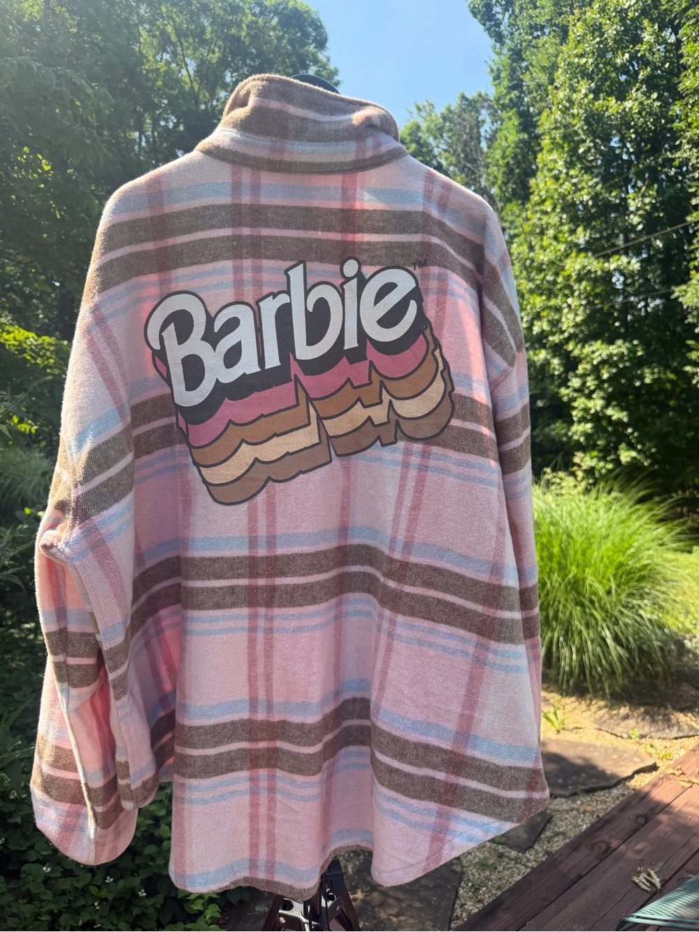 Barbie Pink Plaid Shacket with Retro Logo- Size 2X